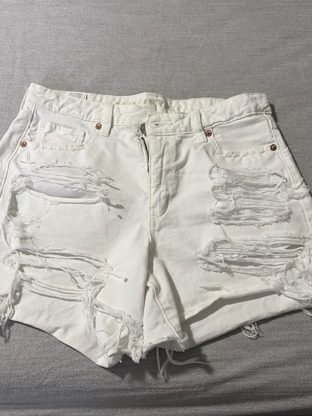 American Eagle Outfitters White Distressed Cutoff Denim Shorts